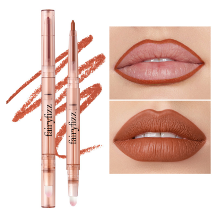 fairyfizz Lip liner pen, double-ended rotating lip brush, smooth matte velvet lipstick pen, lip contour pen